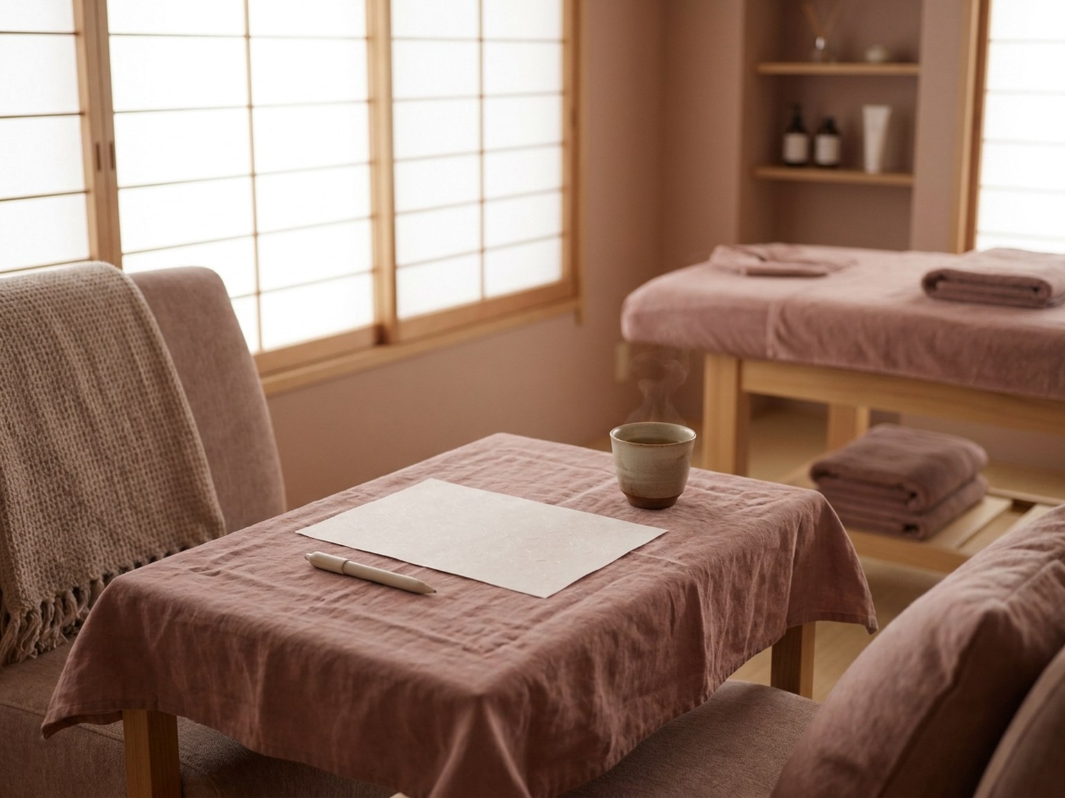お茶を置いた相談用のテーブルのイメージ